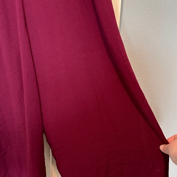 Gal Meets Glam Luella Ruched Shoulder Crop Wide Leg Jumpsuit Oxblood Red Size 8 - Picture 5 of 11
